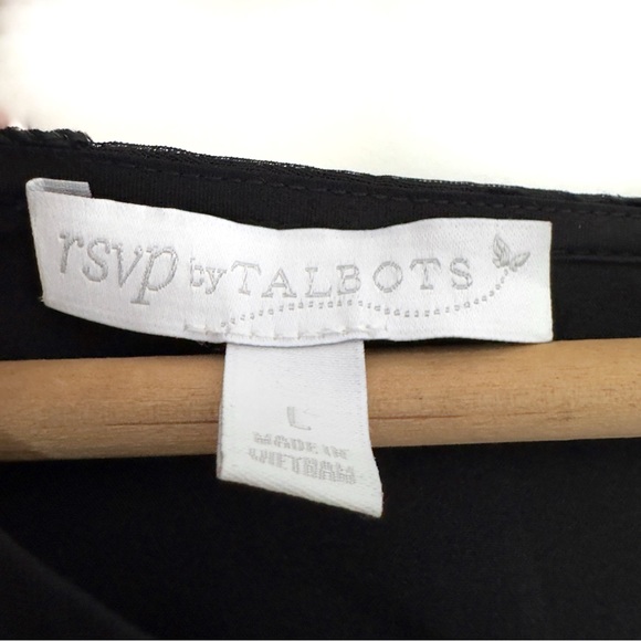 Talbots RSVP Burnout Velvet Blouse Large Black Sheer Dressy Lined Dark Romantic - Picture 2 of 11